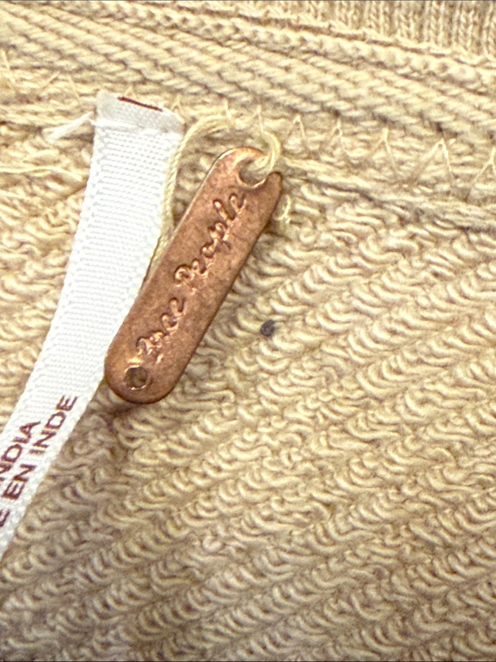 NWOT Free People Beige Embroidered Crochet Pocket Sweatshirt - Picture 5 of 11